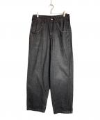 BLUEMARBLEブルーマーブル）の古着「ブラックワイドデニムパンツ」｜ブラック