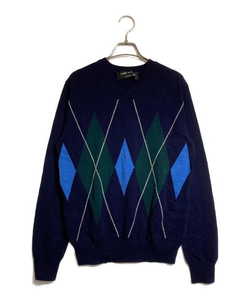 COMME des GARCONS HOMME PLUS（コムデギャルソンオムプリュス）COMME des GARCONS HOMME PLUS (コムデギャルソンオムプリュス) Vネックアーガイルニット ネイビー サイズ:なしの古着・服飾アイテム