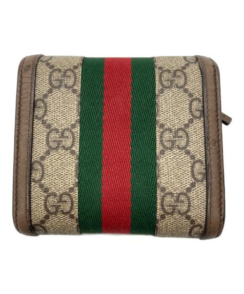 GUCCI（グッチ）GUCCI (グッチ) GGスプリーム・オフィディアコンパクトウォレット ブラウンの古着・服飾アイテム