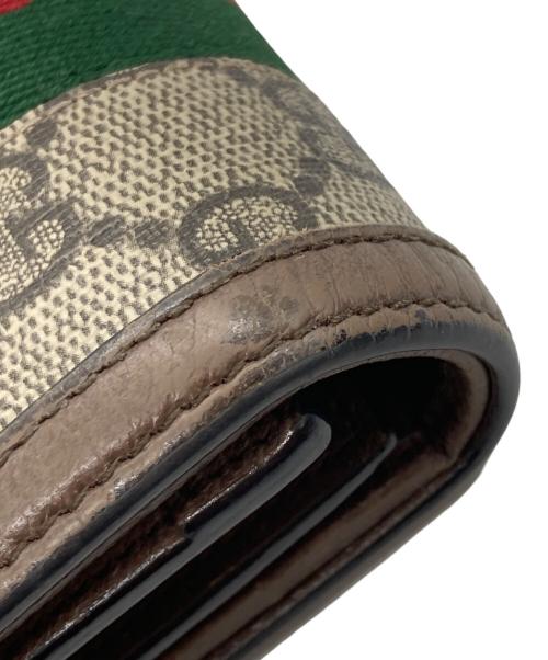 GUCCI（グッチ）GUCCI (グッチ) GGスプリーム・オフィディアコンパクトウォレット ブラウンの古着・服飾アイテム