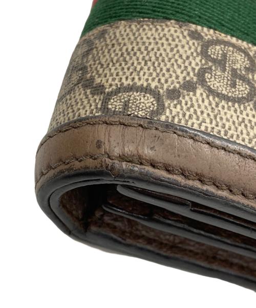 GUCCI（グッチ）GUCCI (グッチ) GGスプリーム・オフィディアコンパクトウォレット ブラウンの古着・服飾アイテム