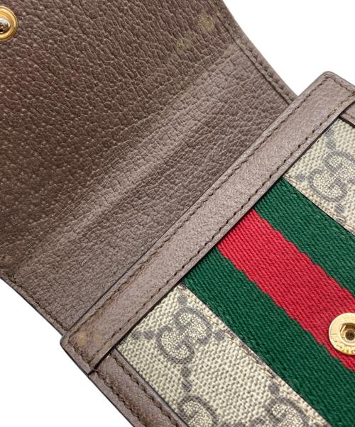 GUCCI（グッチ）GUCCI (グッチ) GGスプリーム・オフィディアコンパクトウォレット ブラウンの古着・服飾アイテム