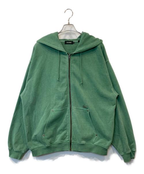 X-LARGE（エクストララージ）X-LARGE (エクストララージ) PIGMENT DYED ZIP UP HOODED SWEAT（ピグメントダイ ジップアップ フード付きスウェット） グリーン サイズ:XLの古着・服飾アイテム
