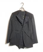 COMME des GARCONSコムデギャルソン）の古着「断ち切り重ねテーラードジャケット」｜ブラック