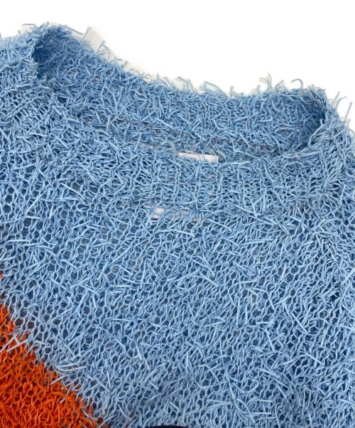 kota gushiken（コウタグシケン）kota gushiken (コウタグシケン) Ridiculously Serious Cotton Fur Jamperコットンニット ブルー×オレンジ サイズ:Freeの古着・服飾アイテム