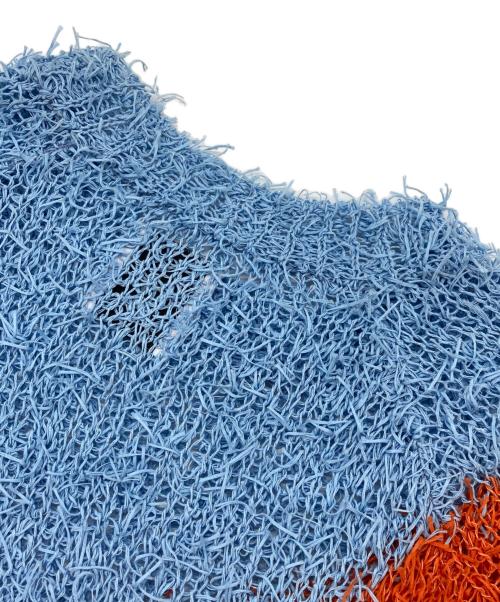 kota gushiken（コウタグシケン）kota gushiken (コウタグシケン) Ridiculously Serious Cotton Fur Jamperコットンニット ブルー×オレンジ サイズ:Freeの古着・服飾アイテム