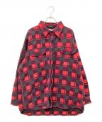 Championチャンピオン）の古着「ヘビーチェックネルシャツ」｜レッド