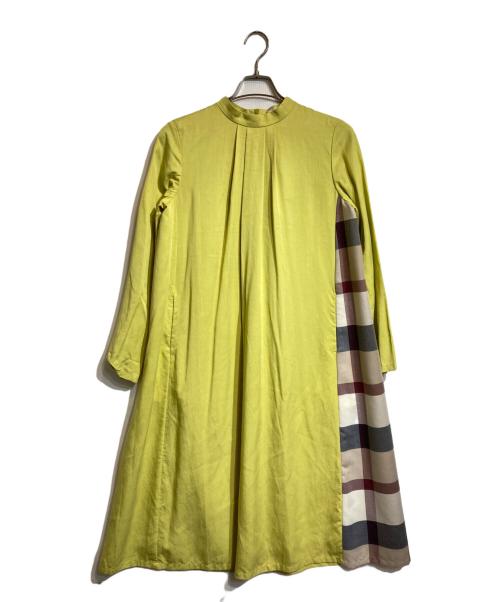 BLUE LABEL CRESTBRIDGE（ブルーレーベルクレストブリッジ）BLUE LABEL CRESTBRIDGE (ブルーレーベルクレストブリッジ) チェックサイド切り替えワンピース グリーン サイズ:Ｍの古着・服飾アイテム