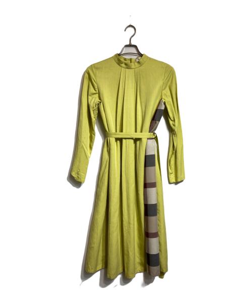 BLUE LABEL CRESTBRIDGE（ブルーレーベルクレストブリッジ）BLUE LABEL CRESTBRIDGE (ブルーレーベルクレストブリッジ) チェックサイド切り替えワンピース グリーン サイズ:Ｍの古着・服飾アイテム