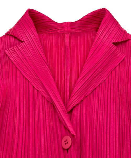 PLEATS PLEASE（プリーツプリーズ）PLEATS PLEASE (プリーツプリーズ) ノッチドラペル1ボタンプリーツジャケット ピンク サイズ:3の古着・服飾アイテム