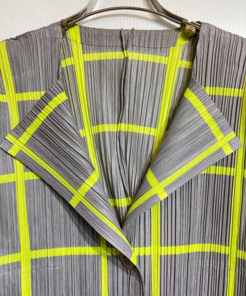 PLEATS PLEASE（プリーツプリーズ）PLEATS PLEASE (プリーツプリーズ) 1Bプリーツチェックジャケット グレー サイズ:3の古着・服飾アイテム
