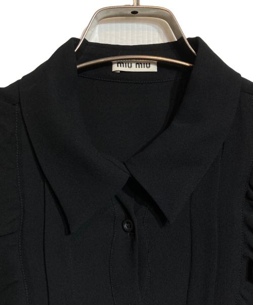 MIU MIU（ミュウミュウ）MIU MIU (ミュウミュウ) ビスコースフリルブラウス ブラック サイズ:38の古着・服飾アイテム