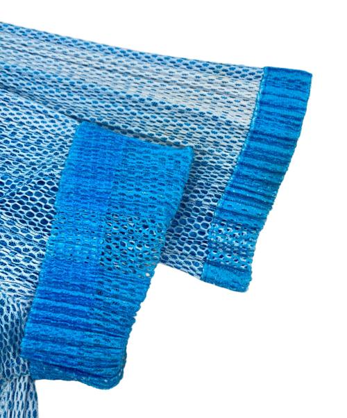 PLEATS PLEASE（プリーツプリーズ）PLEATS PLEASE (プリーツプリーズ) オープンカラーメッシュプリーツシャツ ブルー サイズ:3の古着・服飾アイテム