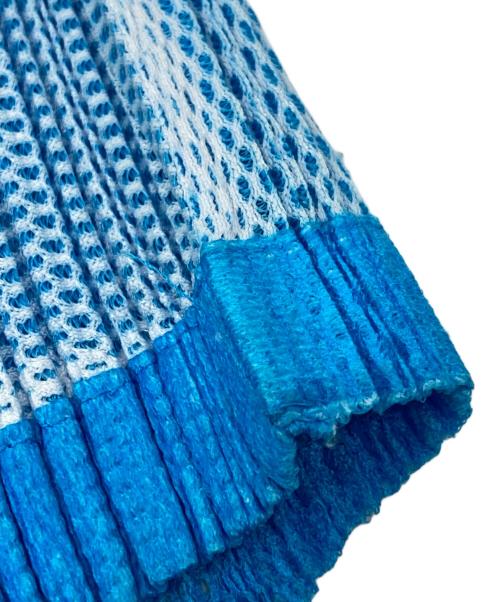 PLEATS PLEASE（プリーツプリーズ）PLEATS PLEASE (プリーツプリーズ) オープンカラーメッシュプリーツシャツ ブルー サイズ:3の古着・服飾アイテム