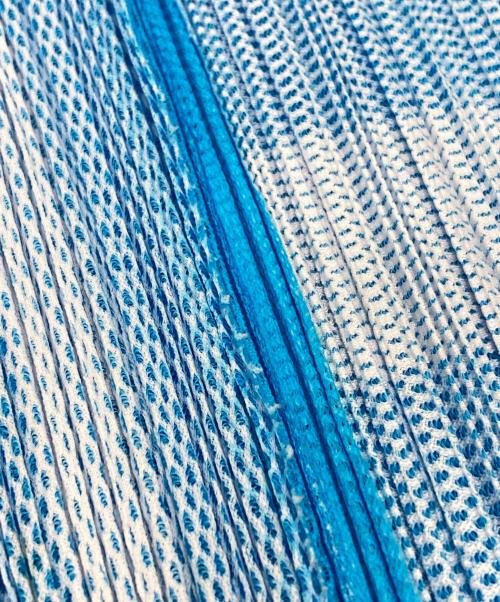 PLEATS PLEASE（プリーツプリーズ）PLEATS PLEASE (プリーツプリーズ) オープンカラーメッシュプリーツシャツ ブルー サイズ:3の古着・服飾アイテム