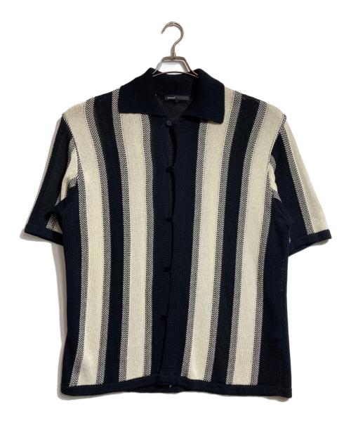 08sircus（ゼロエイトサーカス）08sircus (ゼロエイトサーカス) ジマコットンストライプニットシャツ ブラック サイズ:5の古着・服飾アイテム