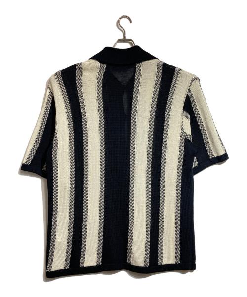 08sircus（ゼロエイトサーカス）08sircus (ゼロエイトサーカス) ジマコットンストライプニットシャツ ブラック サイズ:5の古着・服飾アイテム