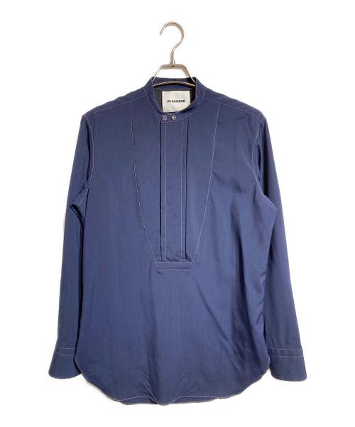 JIL SANDER（ジルサンダー）JIL SANDER (ジルサンダー) ウールトロピカルプルオーバーシャツ ネイビー サイズ:38の古着・服飾アイテム
