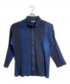 plantationプランテーション）の古着「プリーツジップアップジャケット」｜ネイビー