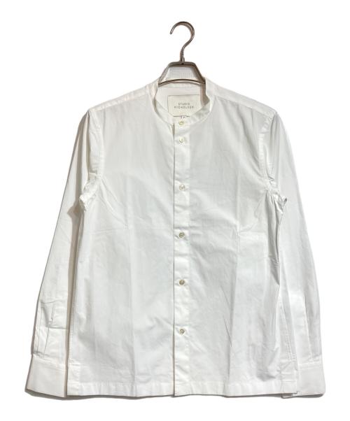 STUDIO NICHOLSON（スタジオ ニコルソン）STUDIO NICHOLSON (スタジオ ニコルソン) CASCO powder cotton bowling pleat collarless shirt ホワイト サイズ:XSの古着・服飾アイテム