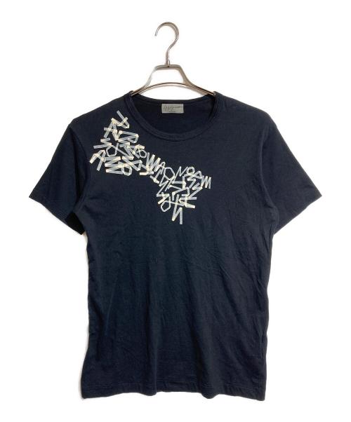 Yohji Yamamoto pour homme（ヨウジヤマモト プールオム）Yohji Yamamoto pour homme (ヨウジヤマモト プールオム) テーププリントクルーネックTシャツ ブラック サイズ:3の古着・服飾アイテム