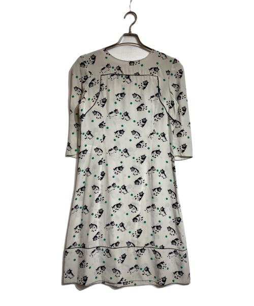 MARNI（マルニ）MARNI (マルニ) 総柄ワンピース グレー サイズ:40の古着・服飾アイテム