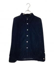 ZUCCA（ズッカ）の古着「ベロアラメシャツ」｜ブラック