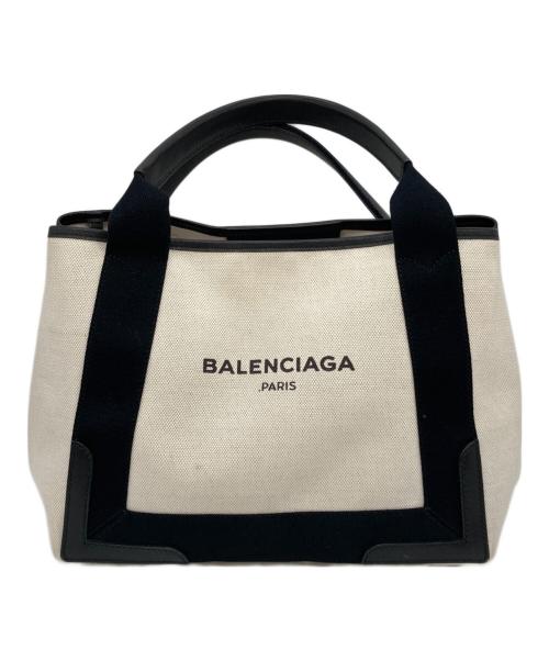 BALENCIAGA（バレンシアガ）BALENCIAGA (バレンシアガ) ネイビーカバスSトート ホワイトの古着・服飾アイテム