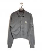 CABANキャバン）の古着「コットンカシミヤ パールロゴポロカーディガン」｜グレー