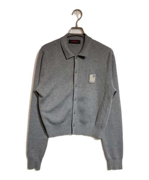 CABAN（キャバン）CABaN (キャバン) コットンカシミヤ パールロゴポロカーディガン グレー サイズ:Freeの古着・服飾アイテム