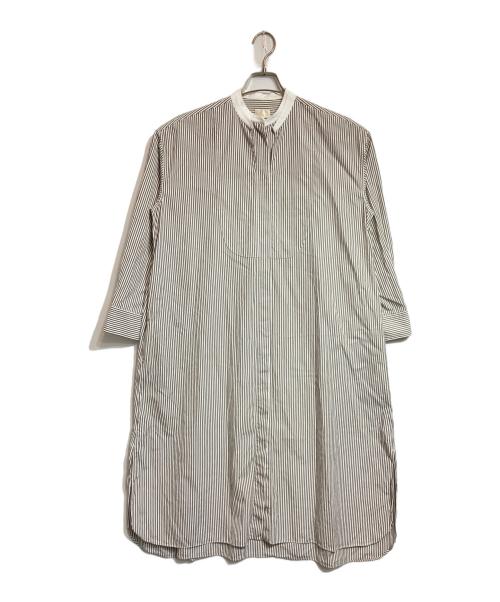 DRAWER（ドゥロワー）DRAWER (ドゥロワー) ストライプシャツワンピース ベージュ サイズ:36の古着・服飾アイテム