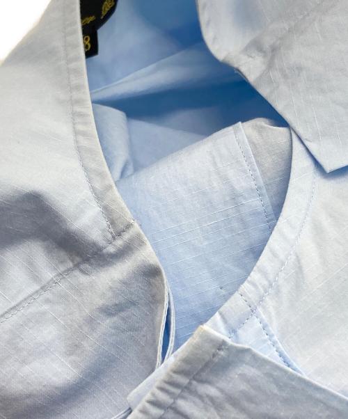 DRAWER（ドゥロワー）Drawer (ドゥロワー) フロントポケットカラーレスブラウス ブルー サイズ:38の古着・服飾アイテム