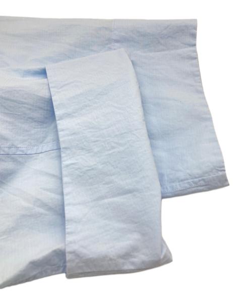 DRAWER（ドゥロワー）Drawer (ドゥロワー) フロントポケットカラーレスブラウス ブルー サイズ:38の古着・服飾アイテム