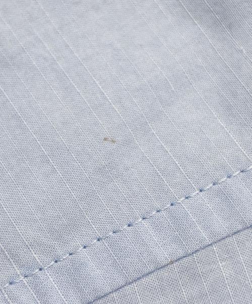 DRAWER（ドゥロワー）Drawer (ドゥロワー) フロントポケットカラーレスブラウス ブルー サイズ:38の古着・服飾アイテム