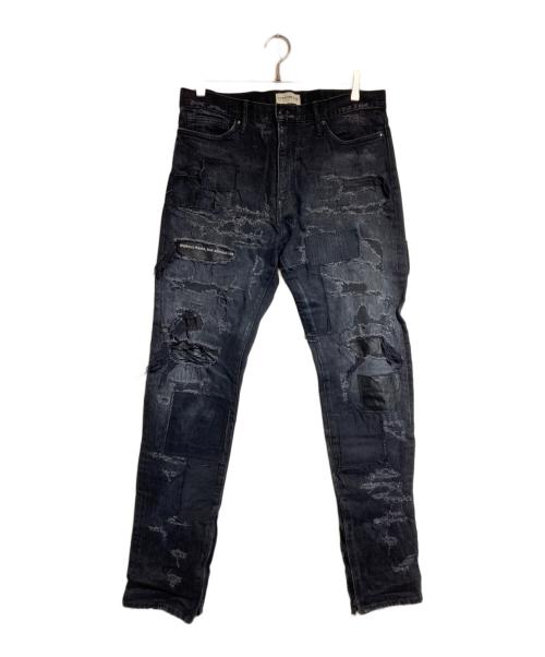 FORSOMEONE（フォーサムワン）FORSOMEONE (フォーサムワン) フルクラッシュリペア デニムパンツ ブラック サイズ:48の古着・服飾アイテム