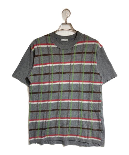 COMME des GARCONS HOMME（コムデギャルソン オム）COMME des GARCONS HOMME (コムデギャルソン オム) チェックニットTシャツ グレー サイズ:Freeの古着・服飾アイテム