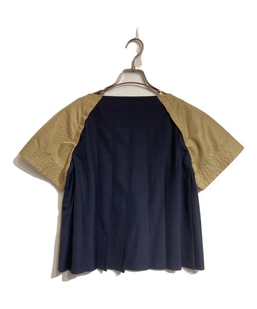 sacai（サカイ）sacai (サカイ) トレンチ切替プリーツブラウス ネイビー サイズ:１の古着・服飾アイテム
