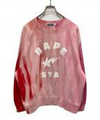 A BATHING APEア ベイシング エイプ）の古着「ICE DYE BAPE STA COLLEGE RELAXED FIT CREWNECK」｜ピンク