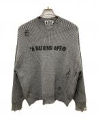 A BATHING APEア ベイシング エイプ）の古着「Damage Relaxed-Fit Sweater」｜グレー