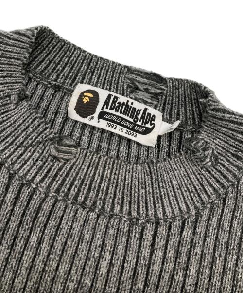 A BATHING APE（ア ベイシング エイプ）A BATHING APE (ア ベイシング エイプ) Damage Relaxed-Fit Sweater グレー サイズ:Mの古着・服飾アイテム