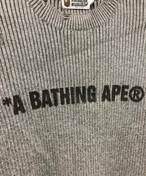A BATHING APE（ア ベイシング エイプ）A BATHING APE (ア ベイシング エイプ) Damage Relaxed-Fit Sweater グレー サイズ:Mの古着・服飾アイテム