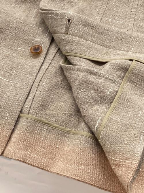 AURALEE（オーラリー）AURALEE (オーラリー) LINEN SILK TWEED BLOUSON ベージュの古着・服飾アイテム