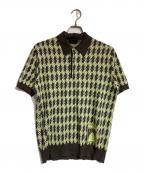 PRADAプラダ）の古着「ニットポロシャツ」｜ブラウン×グリーン