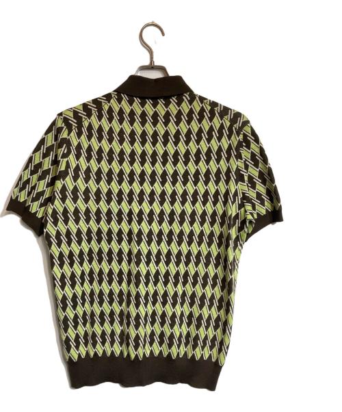 PRADA（プラダ）PRADA (プラダ) ニットポロシャツ ブラウン×グリーン サイズ:48の古着・服飾アイテム