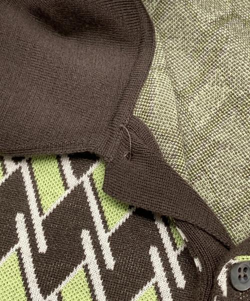 PRADA（プラダ）PRADA (プラダ) ニットポロシャツ ブラウン×グリーン サイズ:48の古着・服飾アイテム
