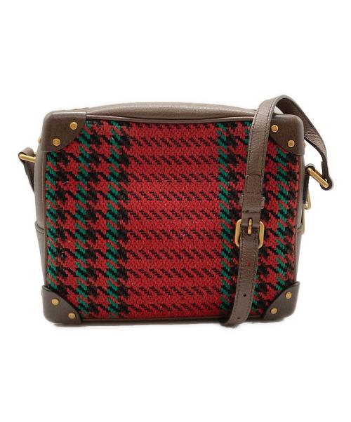 GUCCI（グッチ）GUCCI (グッチ) インターロッキングGショルダーバッグ レッド×ブラウンの古着・服飾アイテム