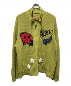 BRAIN DEADブレインデッド）の古着「Buggin Out Crochet Zip Cardi」｜イエロー