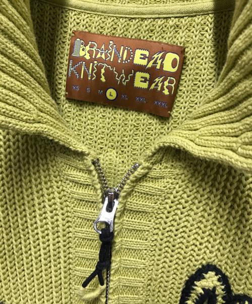 BRAIN DEAD（ブレインデッド）BRAIN DEAD (ブレインデッド) Buggin Out Crochet Zip Cardi イエロー サイズ:Lの古着・服飾アイテム