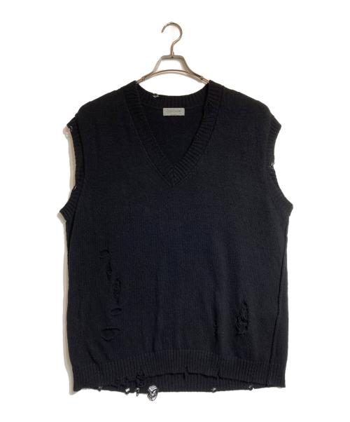 YOHJI YAMAMOTO（ヨウジヤマモト）YOHJI YAMAMOTO (ヨウジヤマモト) Damage Knit Vest ブラック サイズ:3の古着・服飾アイテム