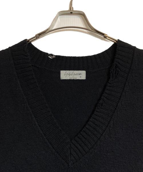 YOHJI YAMAMOTO（ヨウジヤマモト）YOHJI YAMAMOTO (ヨウジヤマモト) Damage Knit Vest ブラック サイズ:3の古着・服飾アイテム